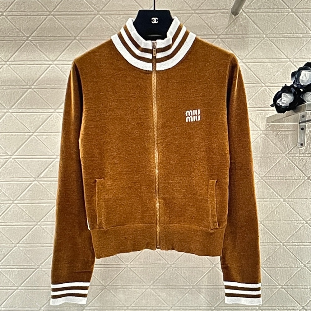Miu Miu Brown Jacket with White Accents